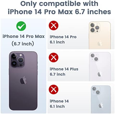 VEGOGO [3 ב 1] עבור iPhone 14 Pro Max Case Rumber, iPhone 14 Pro Max Case עם מגן עדשות מצלמה ומגן מסך לנשים, נרתיק טלפון